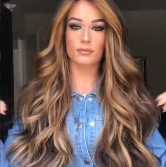 Wavy Fluffy Brown Wig Long Curly  length For Women